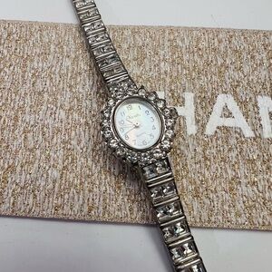Vintage Silver Women's Watch with Crystal Accents Probably needs battery